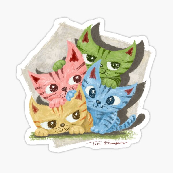 Item preview, group of colorful cats designed and sold by Toru Sanogawa.