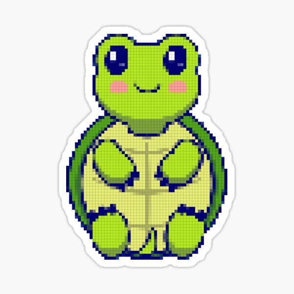 Cute Baby Turtle Sitting with a Cute Face Pixel Art\