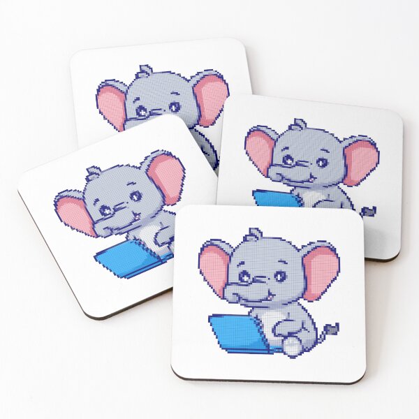 Item preview, Cool Geek Elephant Working on a Laptop Pixel Art designed and sold by Add To Cart.
