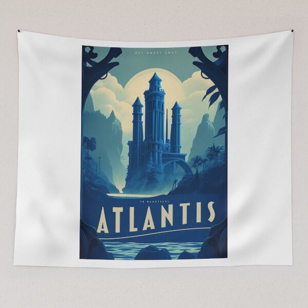 Item preview, Atlantis - Vintage Travel Poster in blue designed and sold by Boundliss.