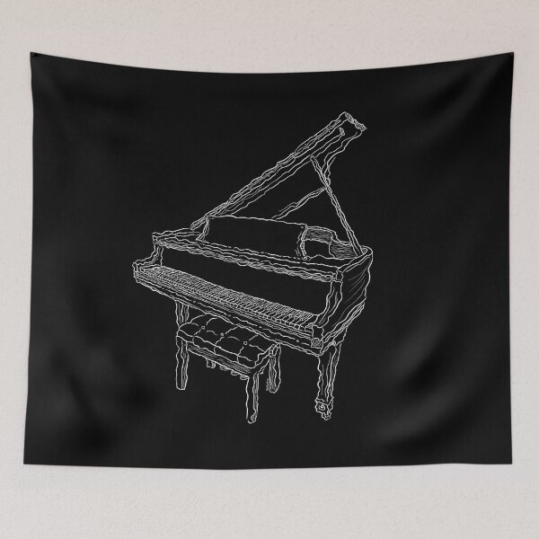 Item preview, Black and white piano designed and sold by doodletokki.