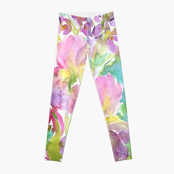Summer Blush Watercolor Painting Leggings