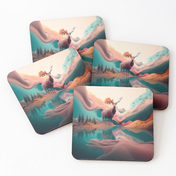Item preview, Deer and Trees Abstract Design - Pastel Colors designed and sold by Arva-Designs.