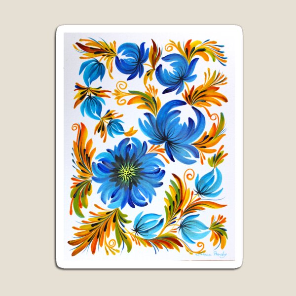 Blue Harmony Watercolor Painting Magnet