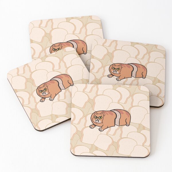 Chubby Cat Loaf meme Coasters (Set of 4)