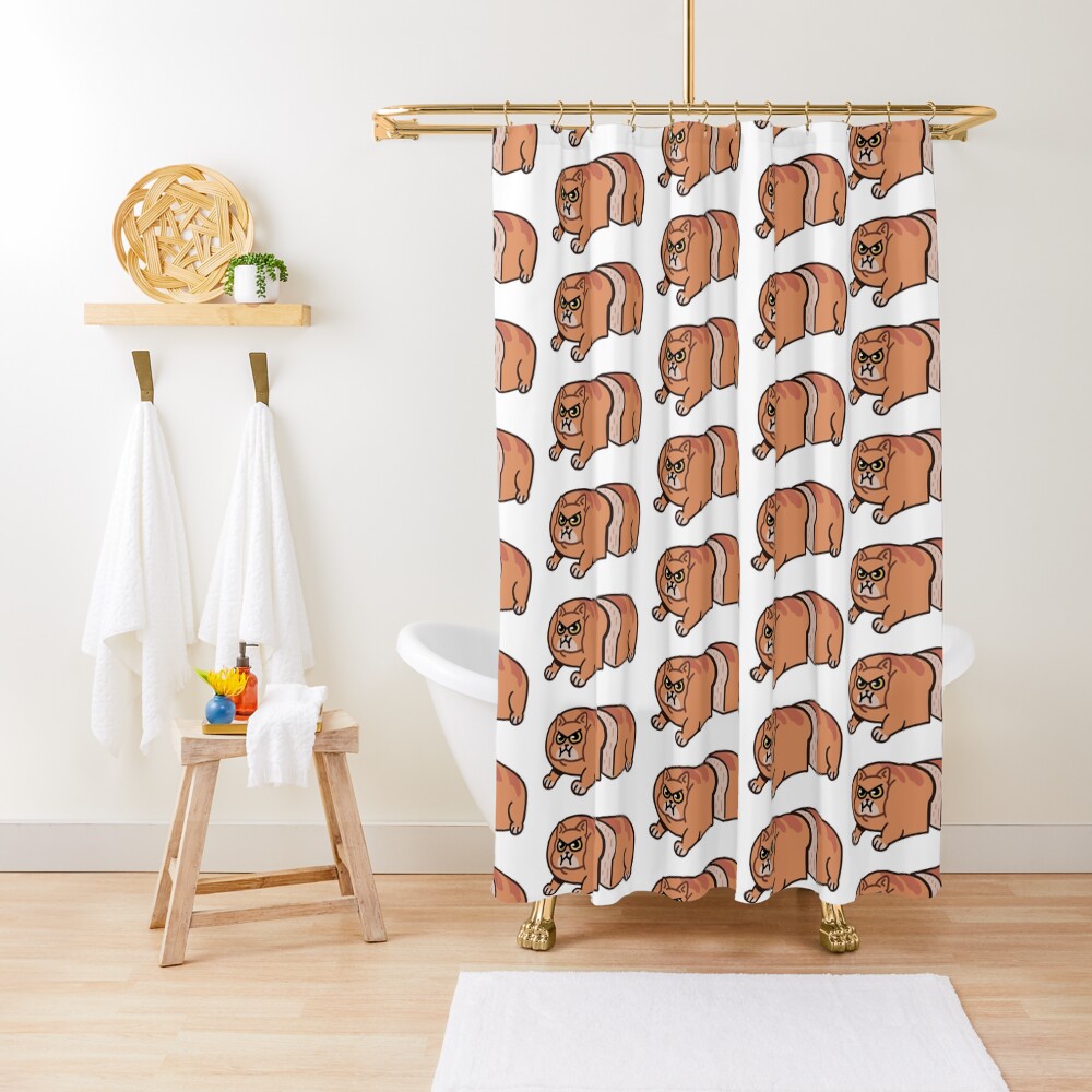 Chubby Cat Loaf meme Shower Curtain