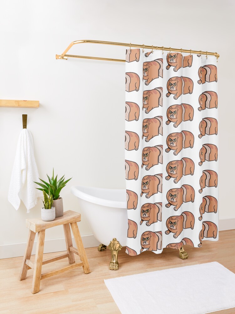Alternate view of Chubby Cat Loaf meme Shower Curtain