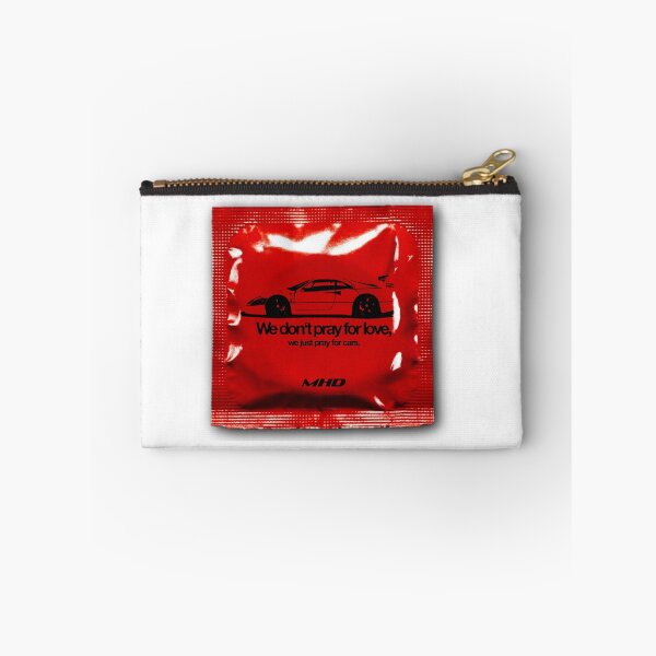 Item preview, "We don't pray for love, we just pray for cars" red c*ndom designed and sold by mhd-collective.