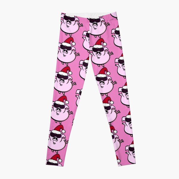 Funny Cartoon Pig Santa VRS2 Leggings