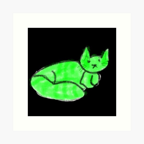 Item preview, Green Fluffy Cat designed and sold by Catostrophiqu.