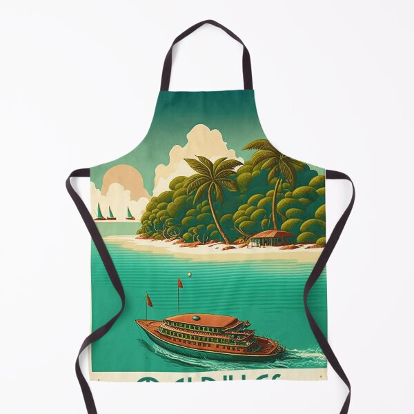 Item preview, Arte de viaje vintage de la isla de Maldivas Póster designed and sold by OldTravelArt.