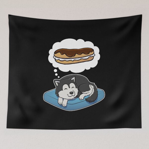 Item preview, Alaskan Malamute dreaming about Eclairs designed and sold by DoggieDelights.