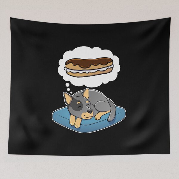 Item preview, Australian Cattle Dog dreaming about Eclairs designed and sold by DoggieDelights.