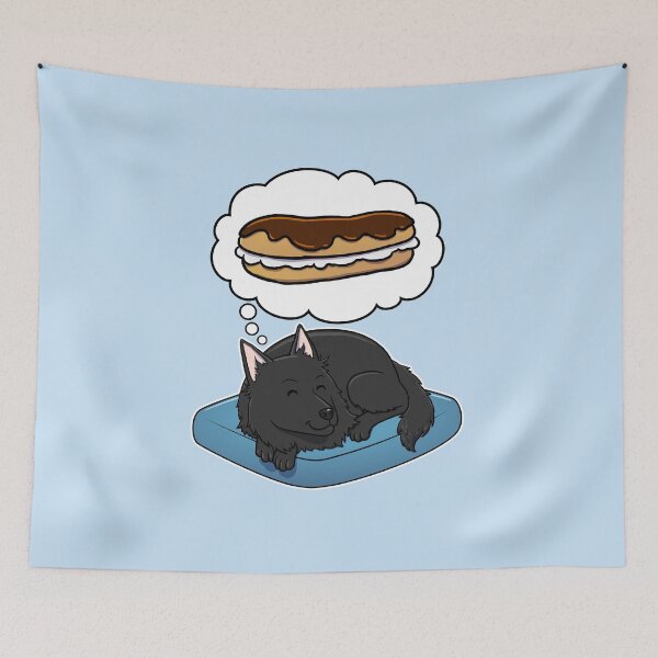 Item preview, Belgian Sheepdog dreaming about Eclairs designed and sold by DoggieDelights.