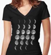 Mondphasen Shirt mit V-Ausschnitt