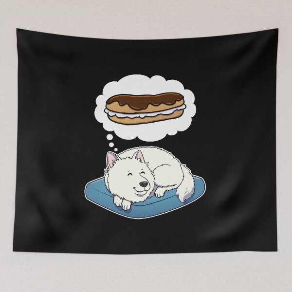 Item preview, Samoyed dreaming about Eclairs designed and sold by DoggieDelights.