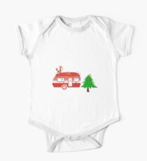 Merry RV Christmas Camping Santa Claus Distressed One Piece - Short Sleeve