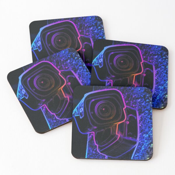 Item preview, Vibrant neon photograph of video camera in cartoon chic designed and sold by Neonmystiq.