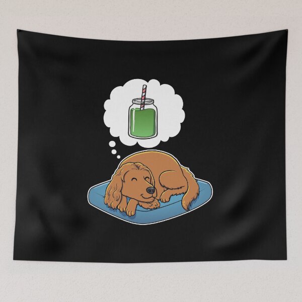 Item preview, English Cocker Spaniel dreaming about Green Smoothies designed and sold by DoggieDelights.