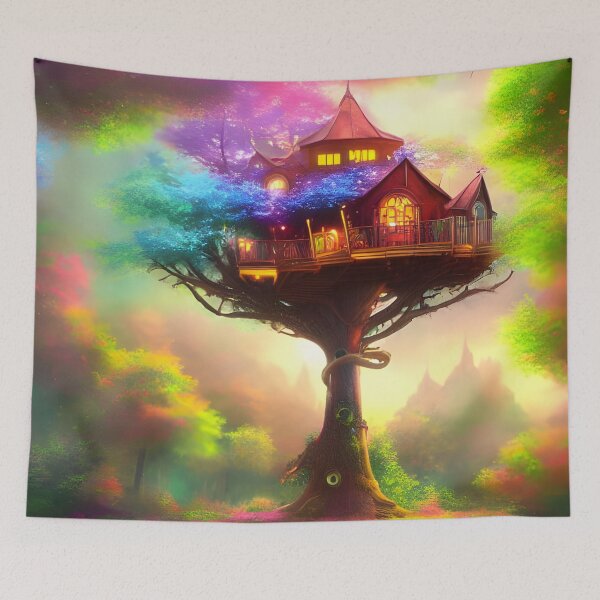 Item preview, Whimsical Treehouse - Green designed and sold by SapphireMyst.