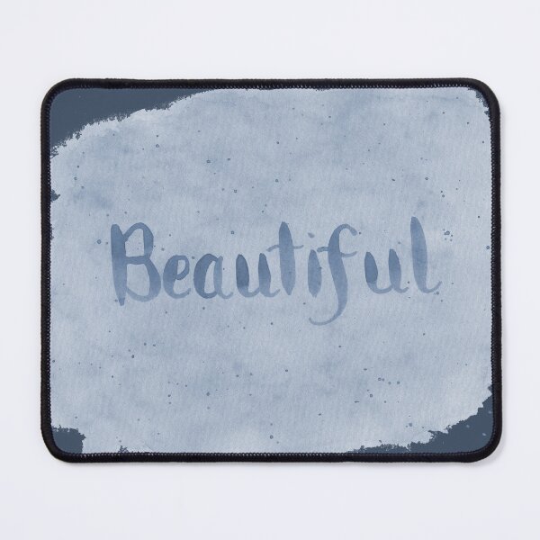Item preview, Beautiful - written in Blue Watercolor Brush Lettering on Blue designed and sold by Karen McFarland.