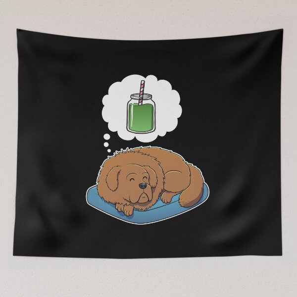 Item preview, Tibetan Mastiff dreaming about Green Smoothies designed and sold by DoggieDelights.