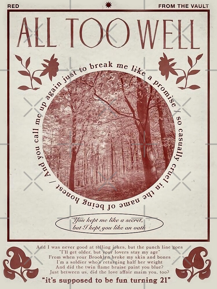 all too well taylor swift poster, sticker Poster for Sale by