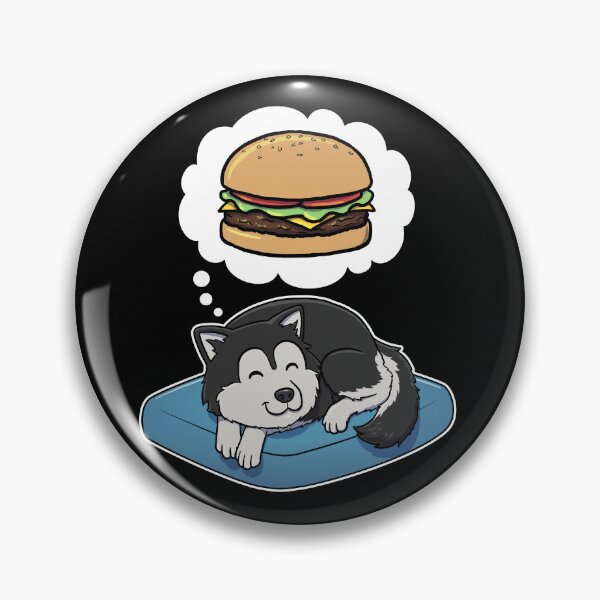 Aperçu de l'œuvre Alaskan Malamute dreaming about Hamburgers créée et vendue par DoggieDelights.