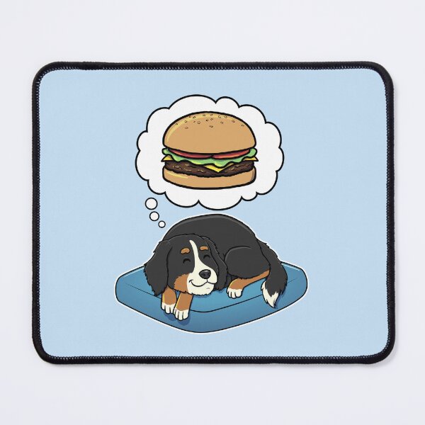 Aperçu de l'œuvre Bernese Mountain Dog dreaming about Hamburgers créée et vendue par DoggieDelights.