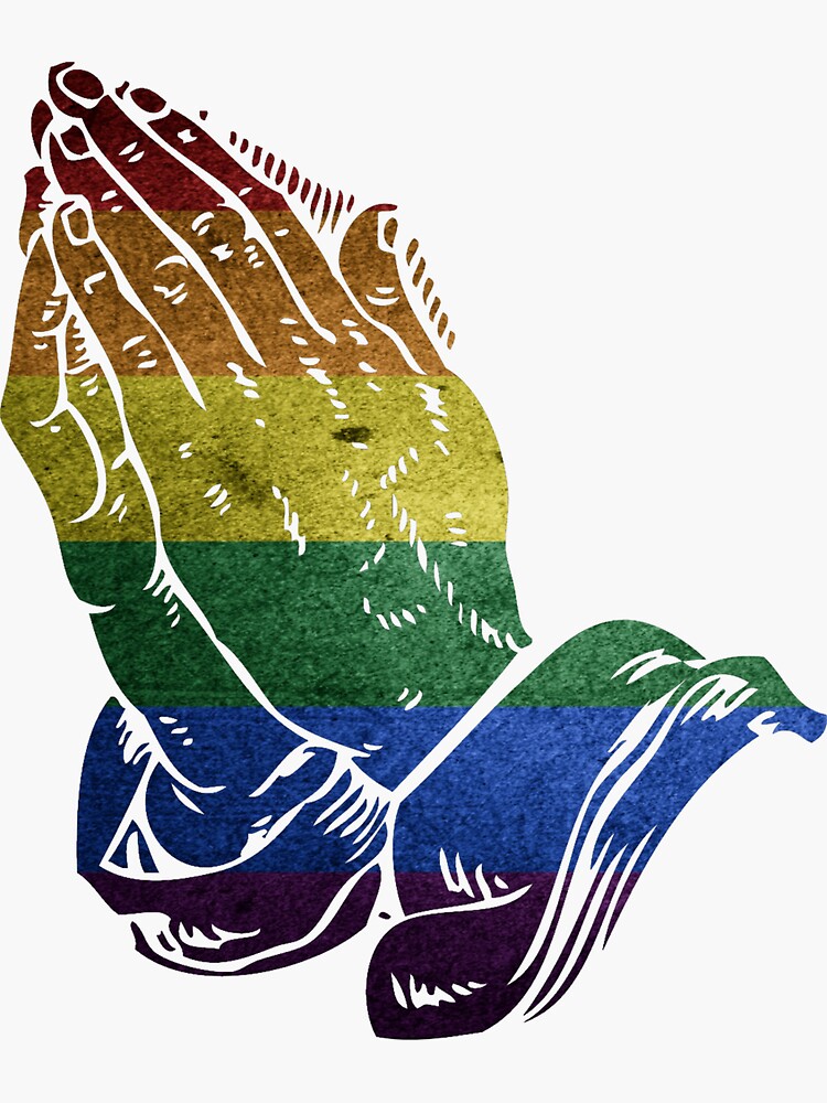 Praying Hands With Gay Pride Lgbt Flag For Christian That Support Gay Rights Sticker By Kiwi