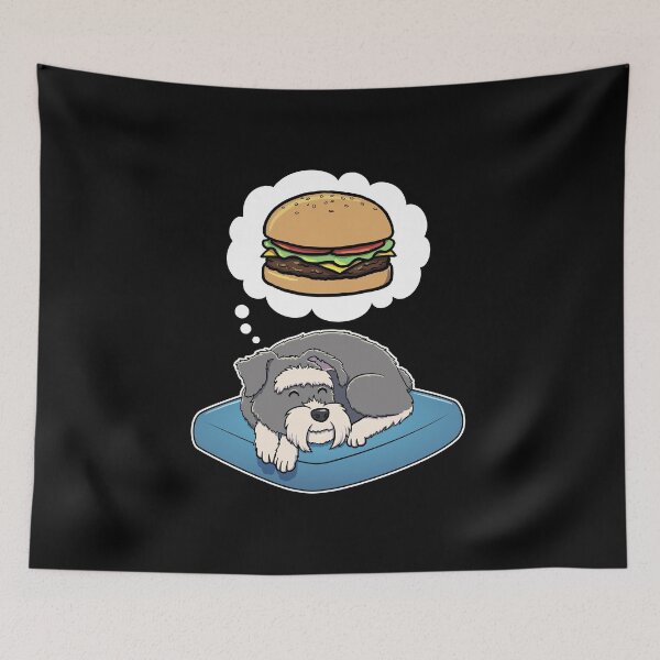 Item preview, Miniature Schnauzer dreaming about Hamburgers designed and sold by DoggieDelights.