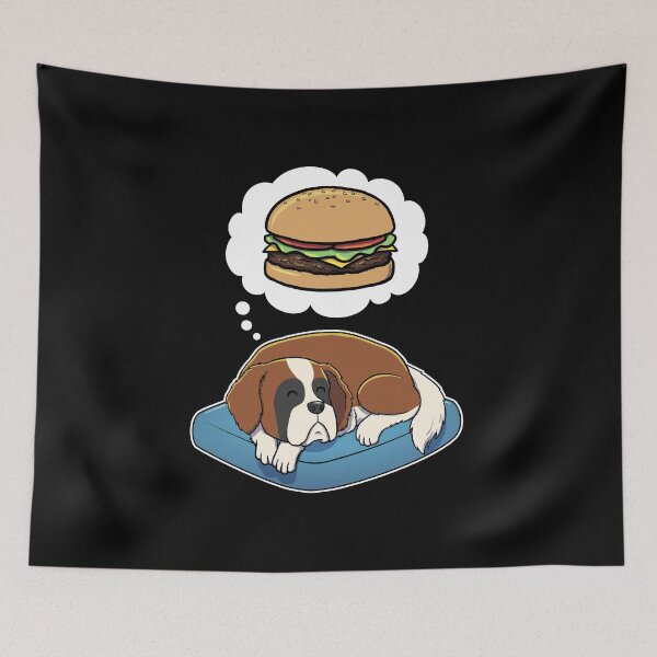 Item preview, St Bernard dreaming about Hamburgers designed and sold by DoggieDelights.