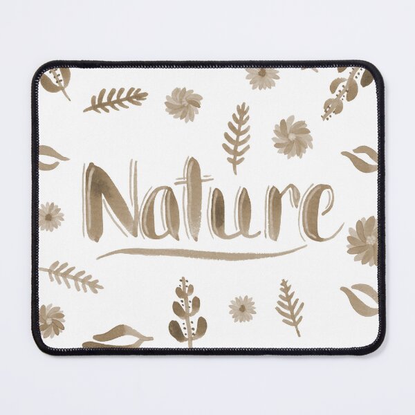 Item preview, Sepia Watercolor Brush Lettering - Nature with Leaves and Flowers on White designed and sold by Karen McFarland.