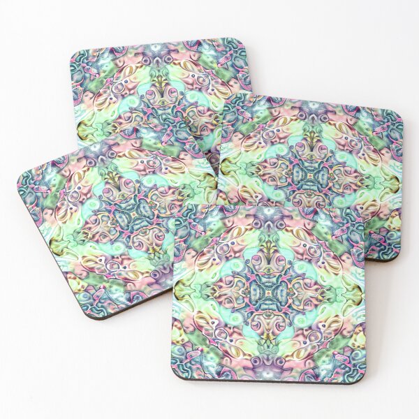 Item preview, Ceramic Psychedelic Pastel Calming Maximalist Pattern Digital Painting designed and sold by CodeAndColors.