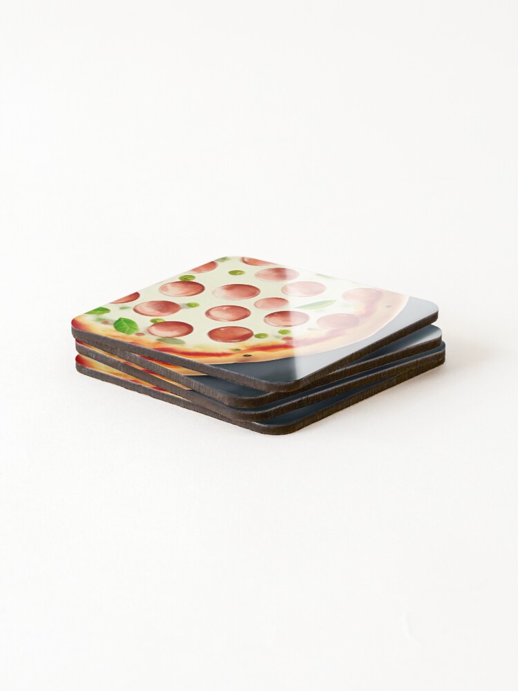 Thumbnail 4 of 5, Coasters (Set of 4), Delicious Pizza designed and sold by RockingPandS.
