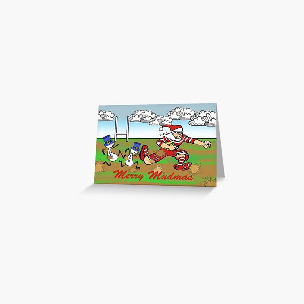 Merry Mudmas, Christmas Rugby Game Greeting Card