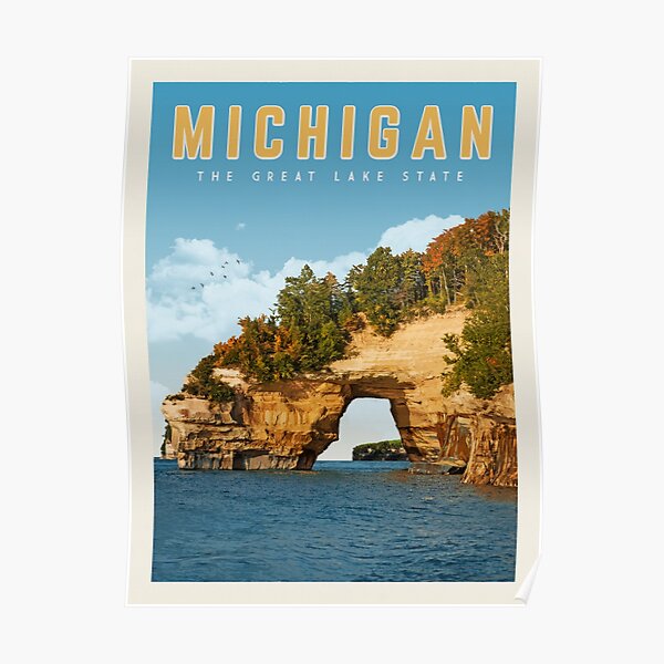Michigan Vintage Travel Poster Poster