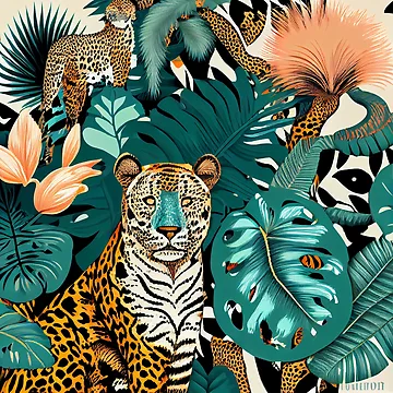 Imagen de la obra Enchanted Yellow Dark Calming Asian Pattern Digital Painting de CodeAndColors