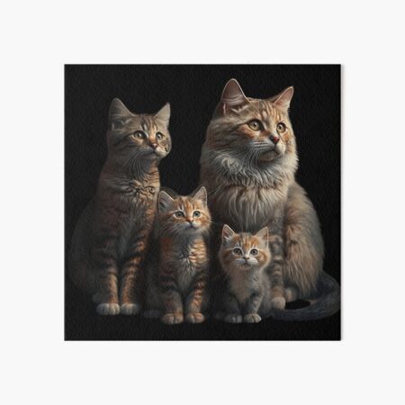 Funny cat family, group photo, cute kittens with parents, cat lovers  Poster for Sale by AnimalArtPhotos