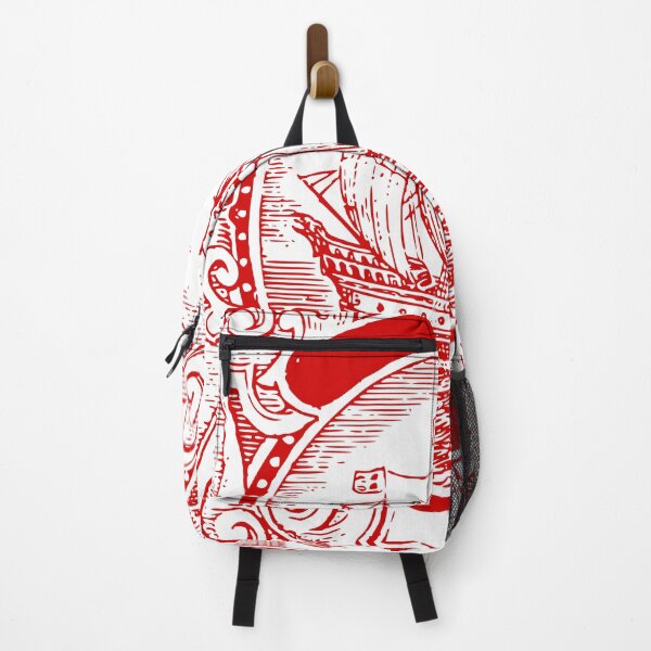 Item preview, White With Red Print Vintage Ship Illustration designed and sold by spruceroots.