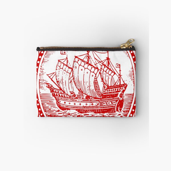 Item preview, White With Red Print Vintage Ship Illustration designed and sold by spruceroots.
