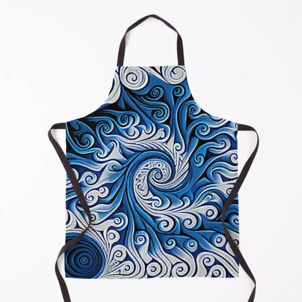 Aperçu de l'œuvre Swirling Psychedelic Enchanted Blue White African Pattern Digital Painting créée et vendue par CodeAndColors.