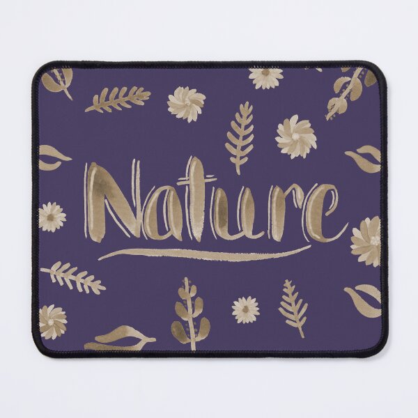 Item preview, Sepia Watercolor Brush Lettering - Nature with Leaves and Flowers on Deep Violet designed and sold by Karen McFarland.