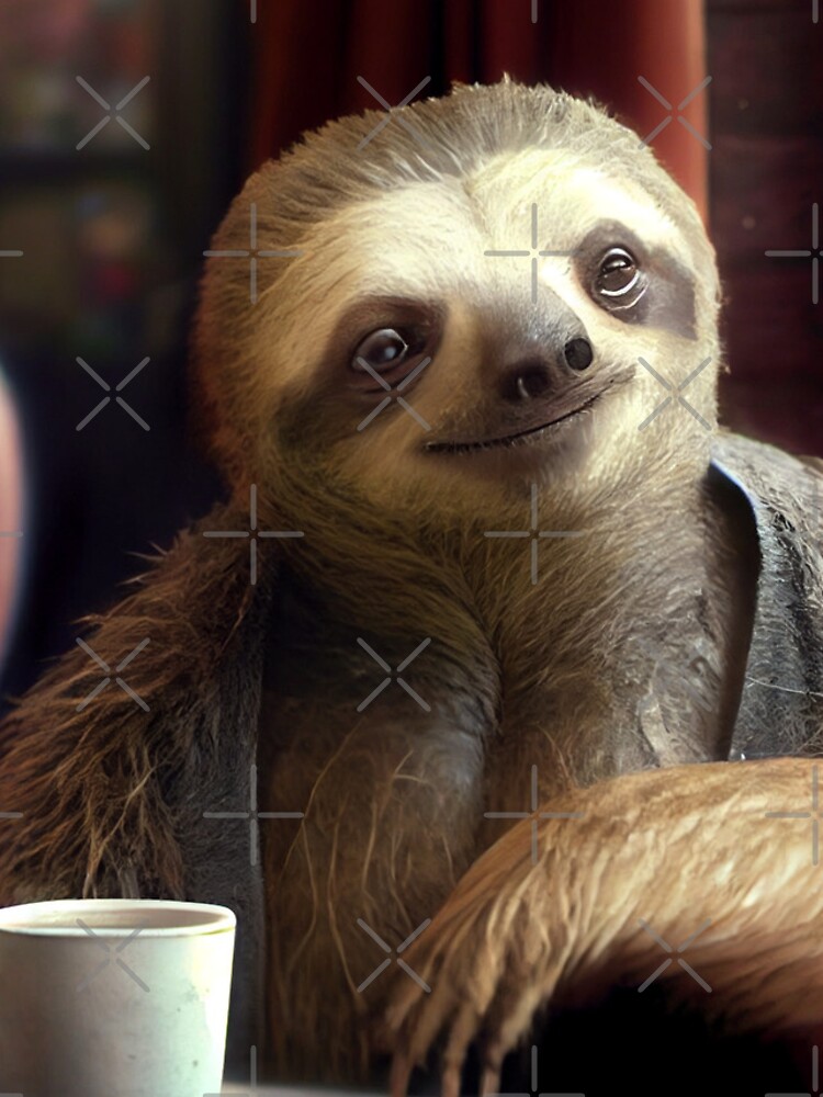 Aperçu 4 sur 4. Coque iPhone avec l'œuvre Sloth Drinking Coffee and Hanging Out Digital Painting créée et vendue par CodeAndColors.