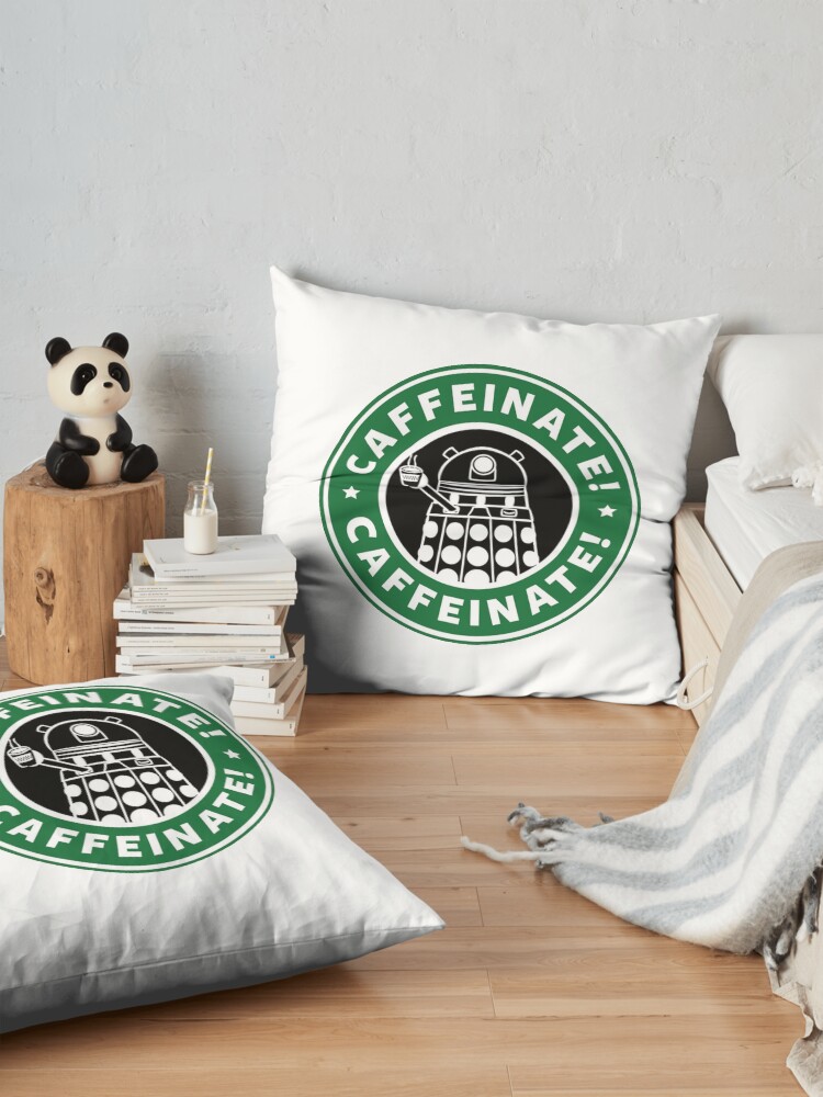 Alternate view of Caffeinate! Exterminate! Floor Pillow