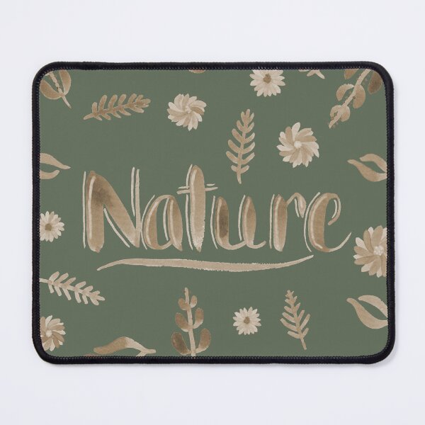 Item preview, Sepia Watercolor Brush Lettering - Nature with Leaves and Flowers on Olive Green designed and sold by Karen McFarland.
