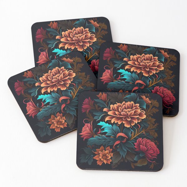 Item preview, Psychedelic Dark Angular Bold Floral Pattern Digital Painting designed and sold by CodeAndColors.