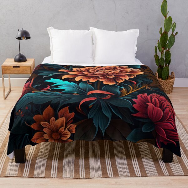 Aperçu de l'œuvre Psychedelic Dark Angular Bold Floral Pattern Digital Painting créée et vendue par CodeAndColors.