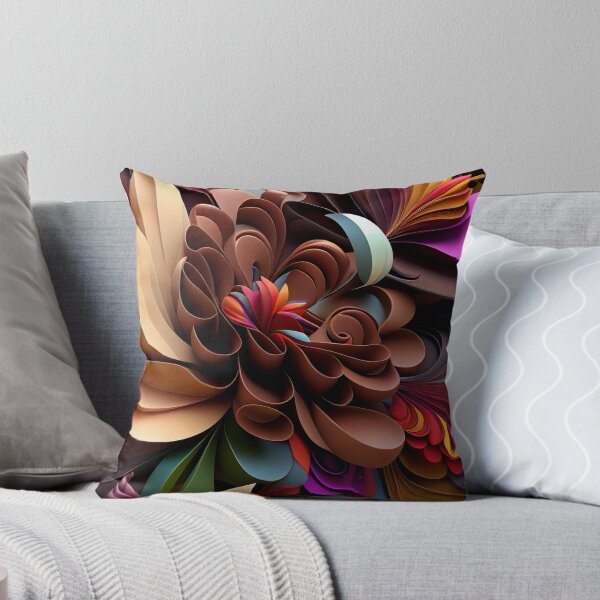 Artikelvorschau, Brown Anime Vibrant Rainbow Three Dimensional Floral Pattern Digital Painting entworfen und verkauft von CodeAndColors.