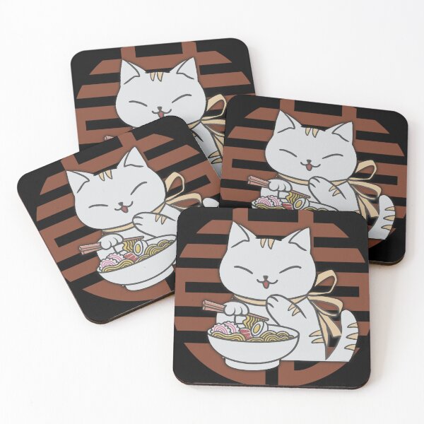 Aperçu de l'œuvre Chat mignon mangeant des ramen, chat ramen, chat mangeant des spaghettis créée et vendue par the-NAME-.